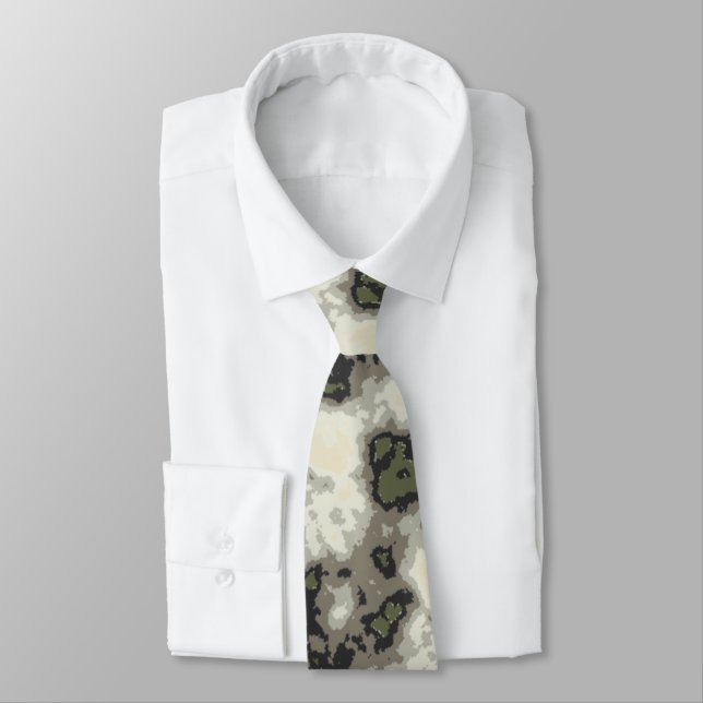 Modern Abstract Green Grey Mottled Marble Pattern Tie (Tied)