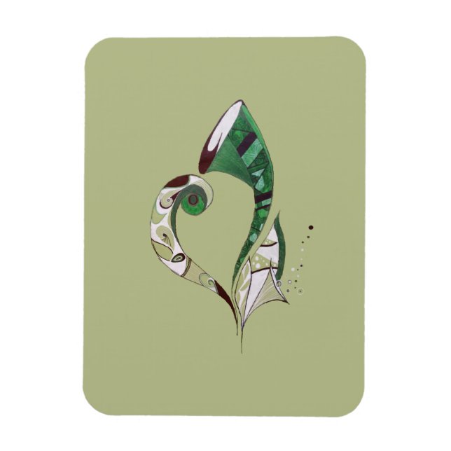 Modern abstract Green hand drawn ink illustration Magnet (Vertical)