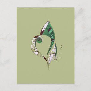 Modern abstract Green hand drawn ink illustration Postcard