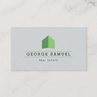 Modern Abstract Green Home Logo Realtor Ash-Black Business Card