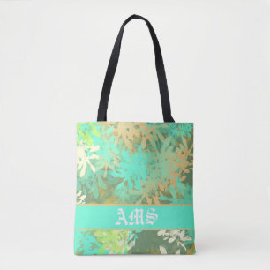 Modern Abstract Green Leaf Pattern Tote Bag