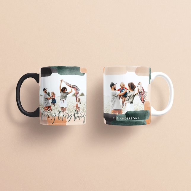 Modern abstract green multi photo Christmas Coffee Mug (Creator Uploaded)