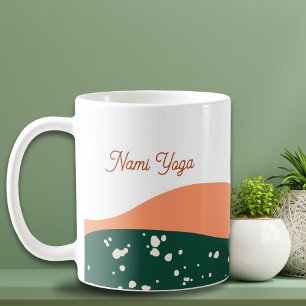 Modern Abstract Green Terra Cotta Yoga Coffee Mug