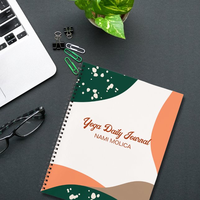 Modern Abstract Green Terra Cotta  Yoga Studio Notebook (Creator Uploaded)