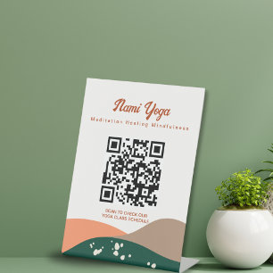 Modern Abstract Green Terra Cotta Yoga Studio   Pedestal Sign