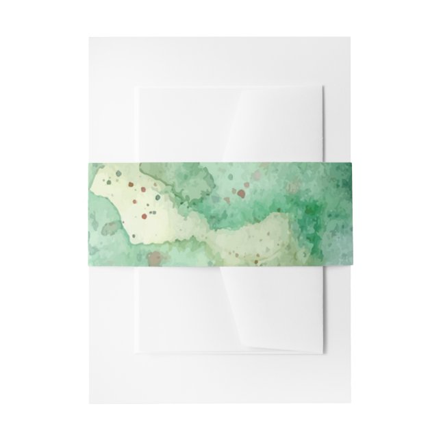Modern Abstract Green Watercolor Belly Band Invitation Belly Band (Front Example)