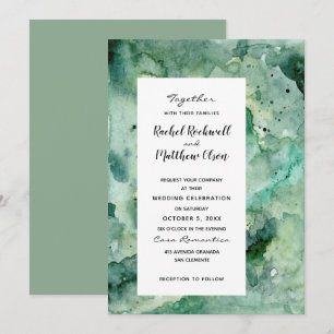 Modern Abstract Green Watercolor Wedding Invites