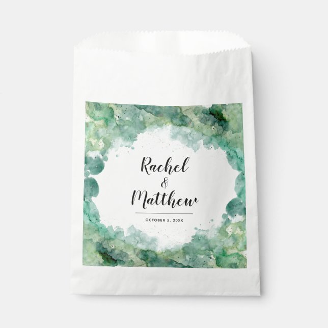 Modern Abstract Green Wedding Favour Bags (Front)