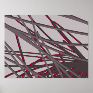 Modern Abstract Grey and Burgundy Design Poster
