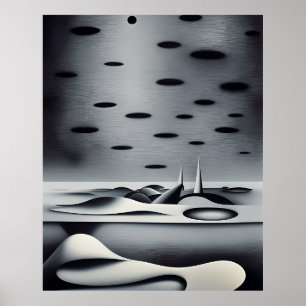 Modern Abstract grey black off white forms Poster