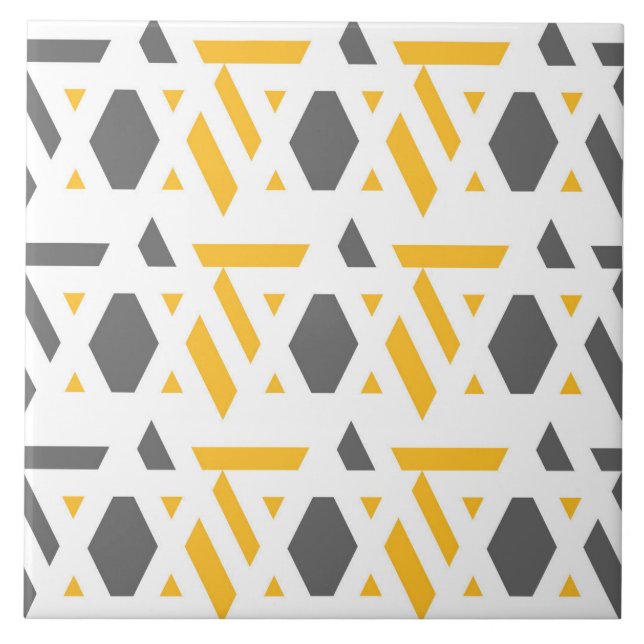 Modern, abstract, grey, mustard yellow, white tile (Front)