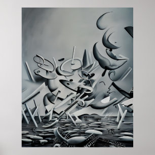 Modern Abstract grey off white forms Poster