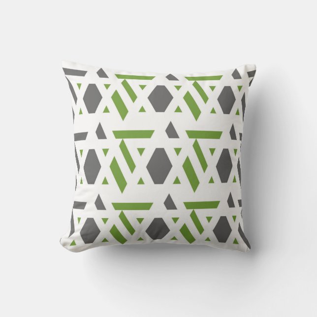 Modern, abstract, grey, olive green, white cushion (Front)
