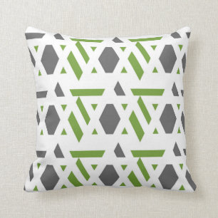 Modern, abstract, grey, olive green, white cushion