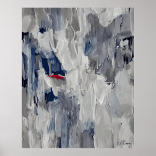 Modern Abstract grey with a red mark Poster