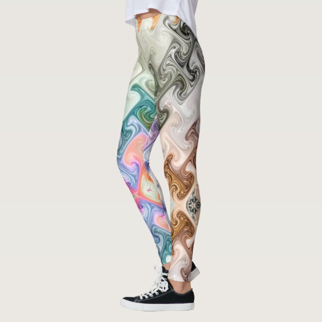 modern abstract H,i letters colourful swirly effec Leggings (Left)
