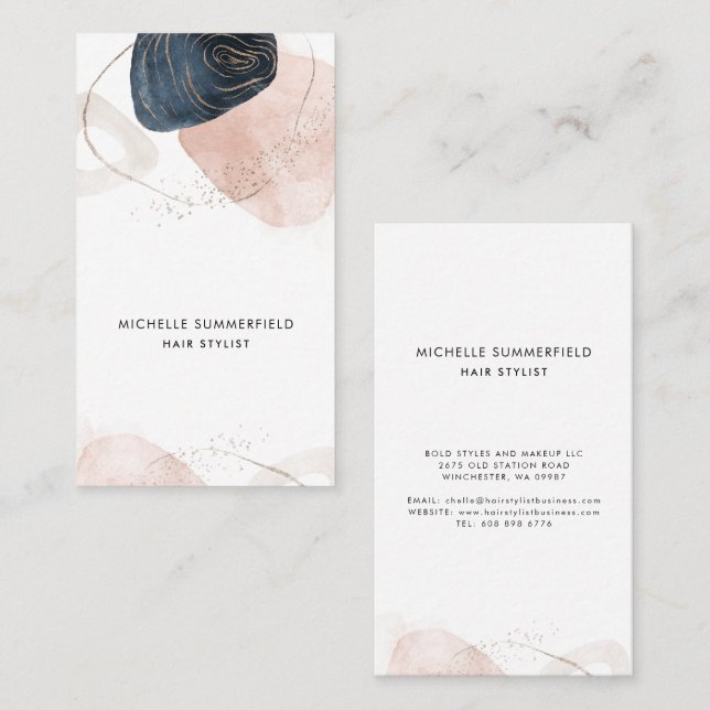 Modern Abstract Hair Stylist Custom Business Card (Front/Back)