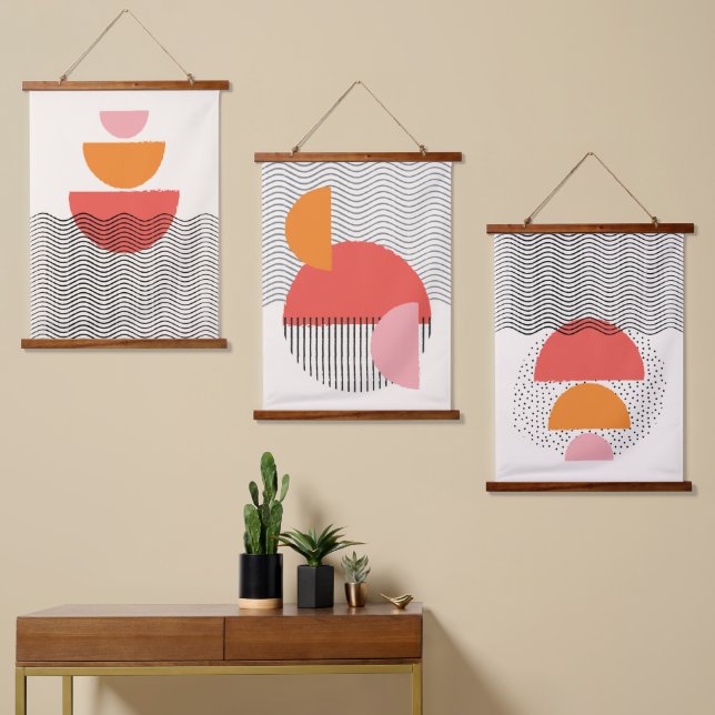 Modern Abstract half circle waves line Wall art (Asymmetrical)