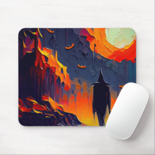 Modern Abstract Halloween Night Mouse Mat