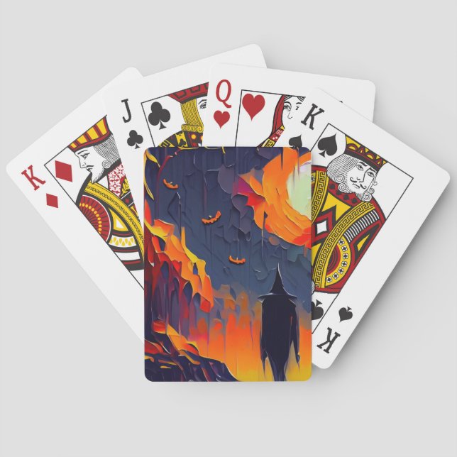 Modern Abstract Halloween Night Playing Cards (Back)
