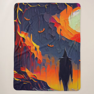 Modern Abstract Halloween Night Sherpa Blanket