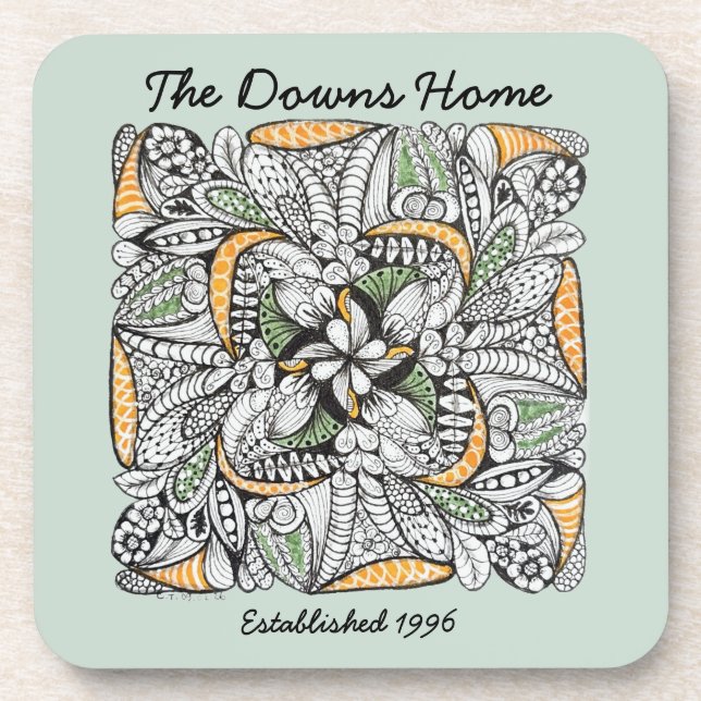 Modern Abstract Hand-Drawn Pattern Personalised Coaster (Front)