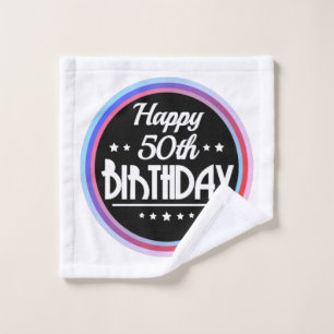 Modern Abstract Happy 50th Birthday Wash Cloth