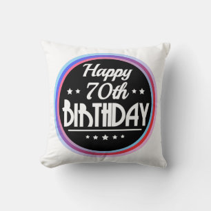 Modern Abstract Happy 70th Birthday Cushion