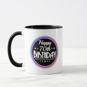 Modern Abstract Happy 70th Birthday Mug