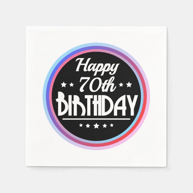 Modern Abstract Happy 70th Birthday Napkin (Front)
