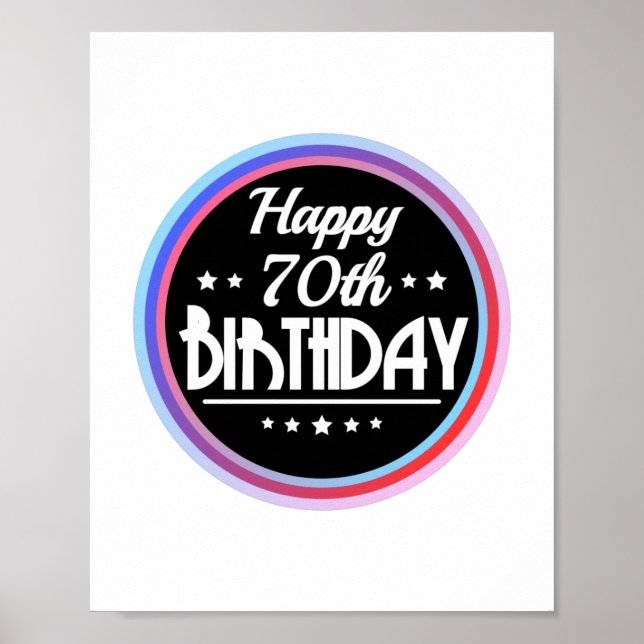 Modern Abstract Happy 70th Birthday Poster (Front)