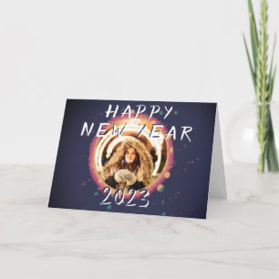Modern Abstract Happy New Year 2023 Photo Holiday Card