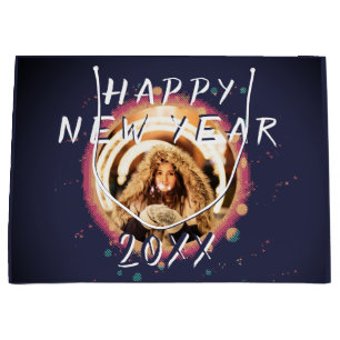 Modern Abstract Happy New Year 2023 Photo Large Gift Bag
