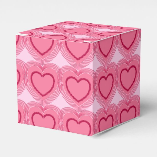 Modern Abstract Hearts - Azalea Pink Favour Box (Front Side)
