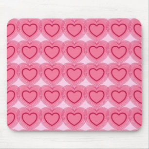 Modern Abstract Hearts - Azalea Pink Mouse Mat