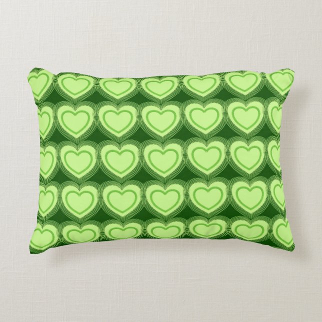 Modern Abstract Hearts - Lime Green Decorative Cushion (Front)