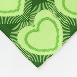 Modern Abstract Hearts - Lime Green Fleece Blanket