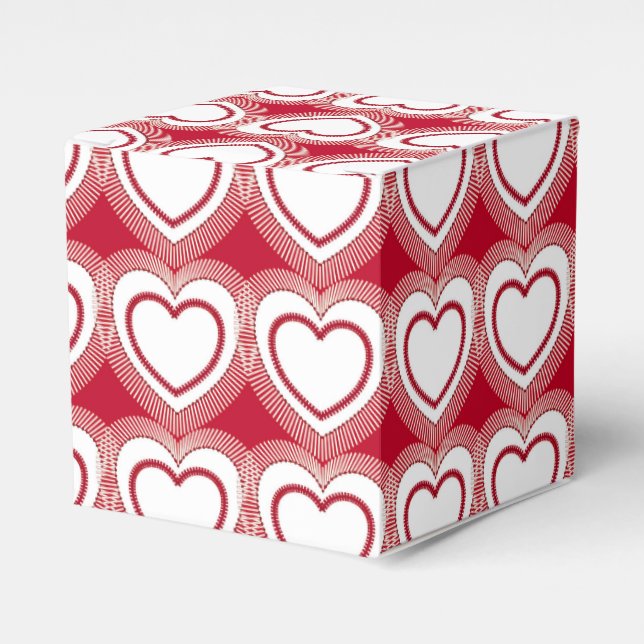 Modern Abstract Hearts - Red and White Favour Box (Front Side)