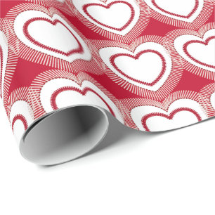 Modern Abstract Hearts - Red and White Wrapping Paper