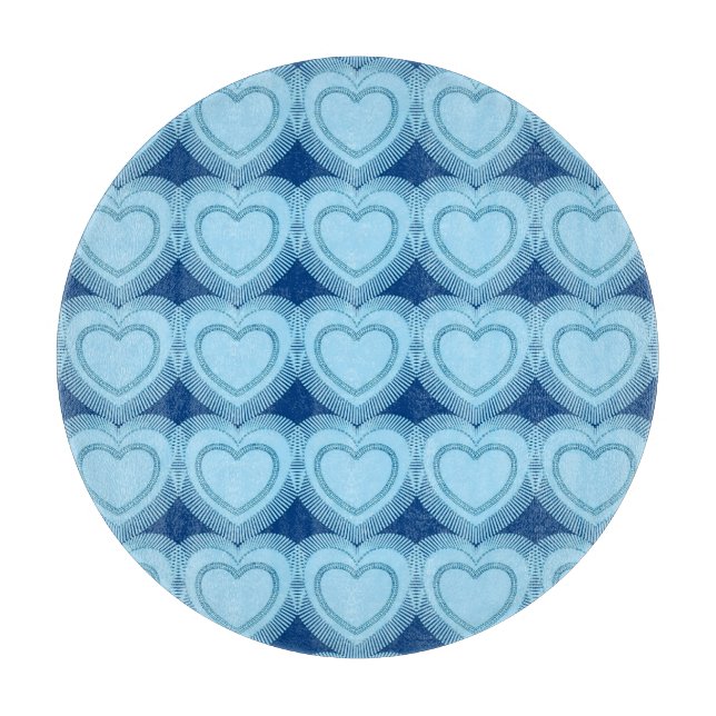 Modern Abstract Hearts - Sky Blue and Cobalt Cutting Board (Front)