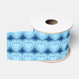 Modern Abstract Hearts - Sky Blue and Cobalt Grosgrain Ribbon