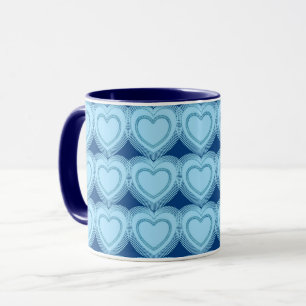 Modern Abstract Hearts - Sky Blue and Cobalt Mug
