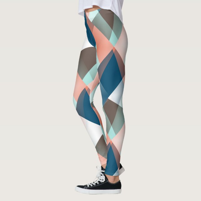 Modern Abstract Hip Geometric Mosaic Art Pattern Leggings (Left)