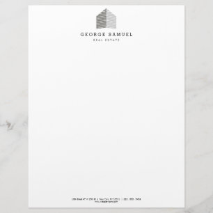 Modern Abstract Home Logo Realtor Gray White Custom Letterhead