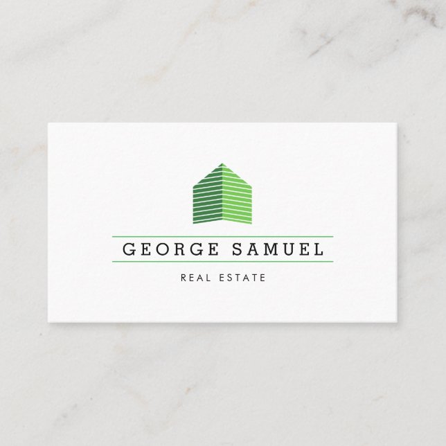 Modern Abstract Home Logo Realtor QR Code White Business Card (Front)