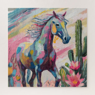 Modern Abstract Horse and Succulents Jigsaw Puzzle