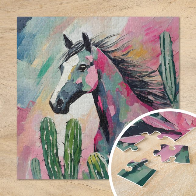 Modern Abstract Horse and Succulents Jigsaw Puzzle (Creator Uploaded)