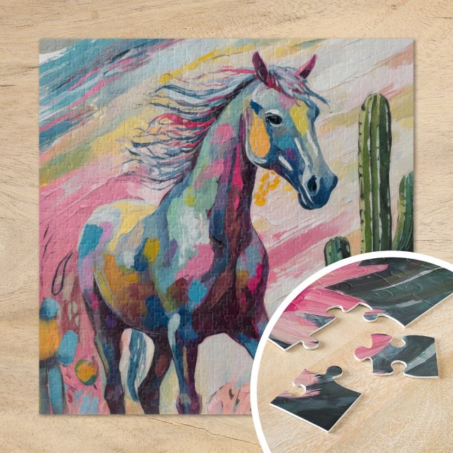 Modern Abstract Horse and Succulents Jigsaw Puzzle (Creator Uploaded)