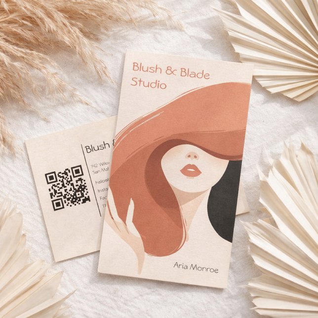 Modern abstract Illustration Hairstylist Salon Business Card (Creator Uploaded)