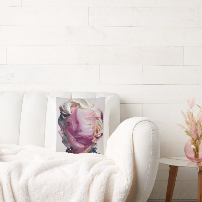 Modern Abstract Impasto Portrait Throw Pillow (Couch)